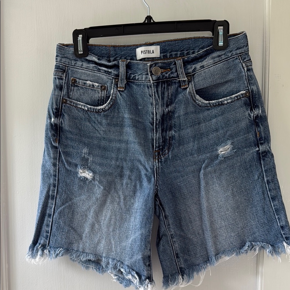 Pistola denim Shorts Distressed High-Waisted longer length size 26